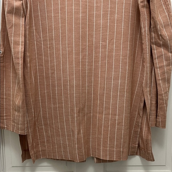 Stradivarius Brown and White Striped One Button Closure Casual Blazer - Sz Small - Picture 15 of 16